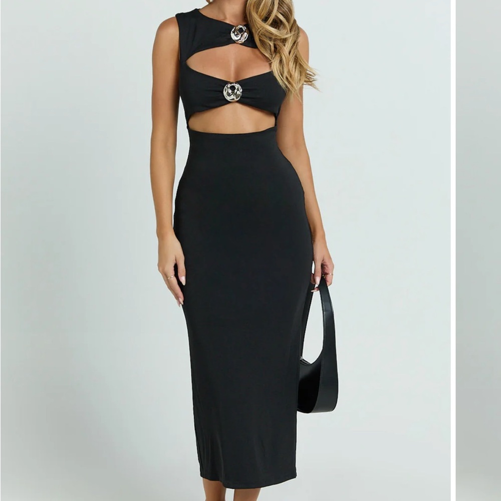 LIONESS - AFTER HOURS MIDI BLACK DRESS